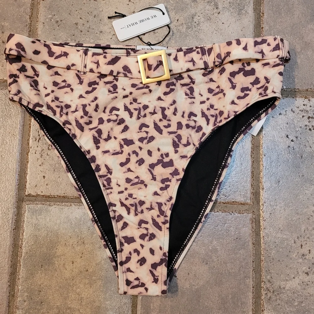 WeWoreWhat Tortoise shell Belted High Waist Bikini Set L NWT